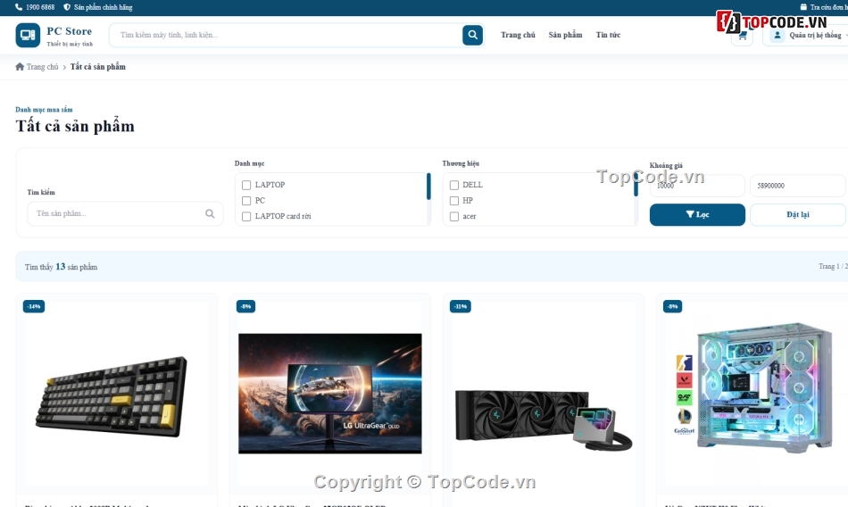 Web bán máy tính,Website bán linh kiện máy tính,Web bán linh kiện máy tính